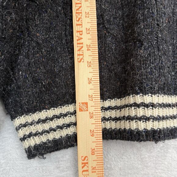 Vtg 90s Old Navy Wool Sweater Mens XL Gray Cable Knit Fisherman Chunky Grandpa - Picture 7 of 11